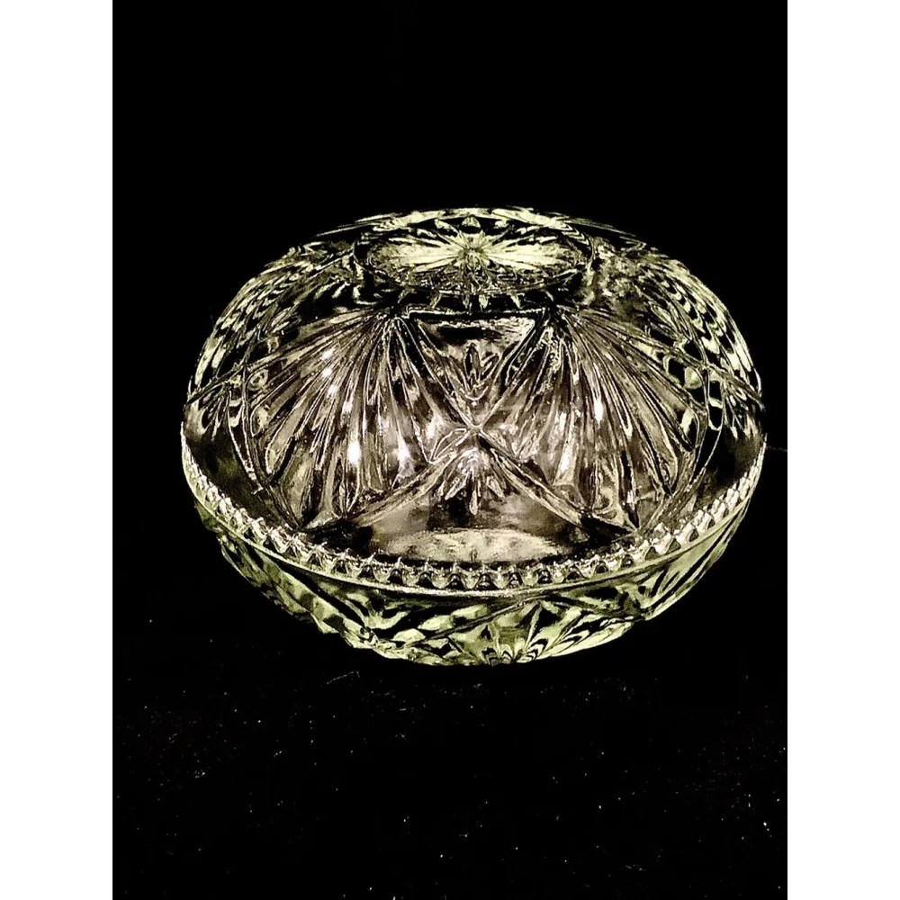 CRYSTAL GLASS‎ JEWELRY HOLDER TRINKET DISH WITH LID EXCELLENT